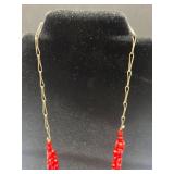 Coral and Silver Jewelry Set with Necklaces, Earrings, Brooch, and Bracelet