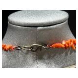 Vintage Coral Jewelry Set with Two Necklaces, Earrings, and Inlay Ring