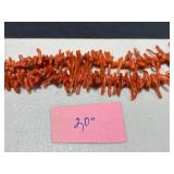 Vintage Coral Jewelry Set with Two Necklaces, Earrings, and Inlay Ring