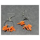 Vintage Coral Jewelry Set with Two Necklaces, Earrings, and Inlay Ring