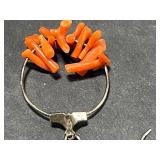 Vintage Coral Jewelry Set with Two Necklaces, Earrings, and Inlay Ring