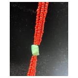 Vintage Coral Jewelry Set with Two Necklaces, Earrings, and Inlay Ring