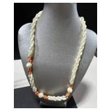 Vintage Coral and Shell Jewelry Collection with Sterling Silver Coral Turquoise Ring