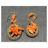 Vintage Coral and Shell Jewelry Collection with Sterling Silver Coral Turquoise Ring