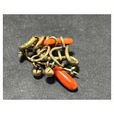 Vintage Coral and Shell Jewelry Collection with Sterling Silver Coral Turquoise Ring