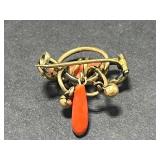 Vintage Coral and Shell Jewelry Collection with Sterling Silver Coral Turquoise Ring