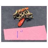 Vintage Coral and Shell Jewelry Collection with Sterling Silver Coral Turquoise Ring