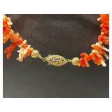 Vintage Coral and Shell Jewelry Collection with Sterling Silver Coral Turquoise Ring