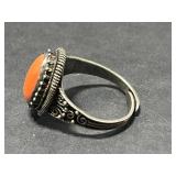 Vintage Coral Jewelry Set - Necklaces, Brooch, Ring, and Hoop Earrings