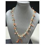 Vintage Coral Jewelry Set - Necklaces, Brooch, Ring, and Hoop Earrings