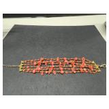 Vintage Coral Jewelry Set with Necklaces, Bracelet, Brooches, and Earrings
