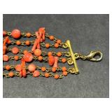 Vintage Coral Jewelry Set with Necklaces, Bracelet, Brooches, and Earrings