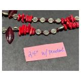 Vintage Coral and Shell Jewelry Collection - Necklaces, Brooch, Bracelet, and Pendant