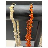 Collection of 5 Vintage Coral Bead Necklaces Red and White