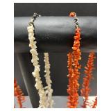 Collection of 5 Vintage Coral Bead Necklaces Red and White