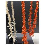 Collection of 5 Vintage Coral Bead Necklaces Red and White