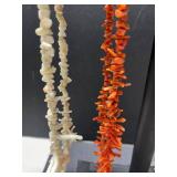 Collection of 5 Vintage Coral Bead Necklaces Red and White