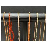 Collection of 6 Vintage Coral Bead Necklaces with Varied Clasps