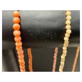 Collection of 6 Vintage Coral Bead Necklaces with Varied Clasps