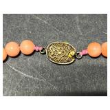 Collection of 6 Vintage Coral Bead Necklaces with Varied Clasps