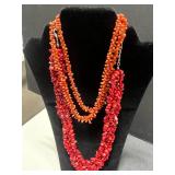 Collection of Coral and Bead Necklaces with Vintage Clasps