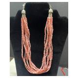 Collection of Coral and Bead Necklaces Including Multi-Strand, Branch, and Silver Accents