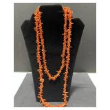 Collection of Coral and Bead Necklaces Including Multi-Strand, Branch, and Silver Accents