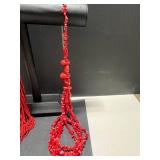 Set of 2 Red Coral Beaded Layered Necklaces