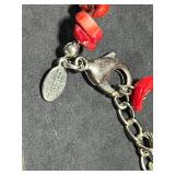 Set of 2 Red Coral Beaded Layered Necklaces