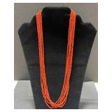 Set of 2 Red Coral Beaded Layered Necklaces