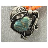 Set of 2 Red Coral Beaded Necklaces with Silver and Stone Pendants