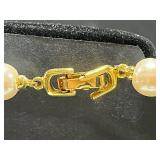 Vintage Pearl Jewelry Set with Multistrand Necklace, Tiger Eye Sweater Guard, and Bracelet