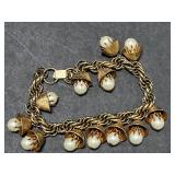 Vintage Pearl Jewelry Set with Multistrand Necklace, Tiger Eye Sweater Guard, and Bracelet