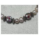 Vintage Pearl and Shell Jewelry Set with Necklace, Bracelets, and Earrings