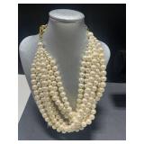 Vintage Pearl and Shell Jewelry Set with Necklace, Bracelets, and Earrings