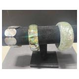 Sterling Silver Shell Jewelry Set with Necklace, Brooch, Pill Box and Abalone Bracelets