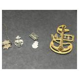 Sterling Silver US Navy Jewelry Lot: Necklaces, Bracelets, Pins, and Charms