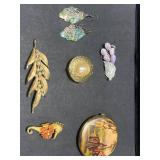 Vintage Jewelry Collection - Trifari Leaf Brooch, Seahorse Pin, Earrings, and More