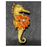 Vintage Jewelry Collection - Trifari Leaf Brooch, Seahorse Pin, Earrings, and More