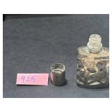 Vintage Jewelry Lot with Sterling Perfume Bottle, Shell Necklaces, and Flower Brooch