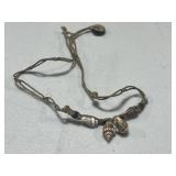 Vintage Jewelry Lot with Sterling Perfume Bottle, Shell Necklaces, and Flower Brooch