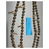 Set of 4 Beaded and Pearl Necklaces with Gold, Cream, and Gray Tones