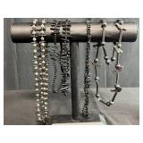 Set of Black Coral Beaded Jewelry Necklaces Bracelets and Earrings