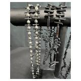 Set of Black Coral Beaded Jewelry Necklaces Bracelets and Earrings