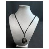 Set of 4 Carved Black Coral Jewelry Pendants and Necklace