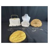 Set of 4 Vintage Beaded Evening Bags with Chain Straps