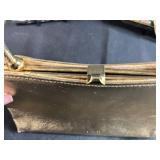 Set of 3 Vintage Handbags Including Floral Needlepoint and Metallic Purse