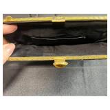 Set of 3 Vintage Handbags Including Floral Needlepoint and Metallic Purse