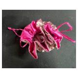 Set of 6 Vintage Satin Drawstring and Foldable Jewelry Pouches