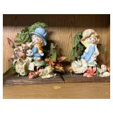 Set of Vintage Ceramic and Porcelain Figurines with Floral Decorations
